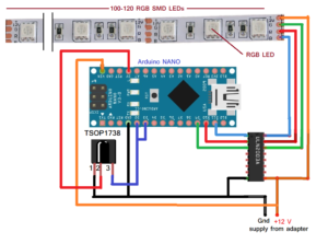 Como construir uma faixa de LED RGB operada remotamente por infravermelho usando Arduino