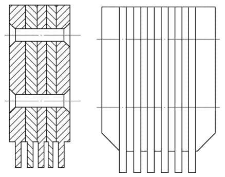 Projeto de molde convexo para estampagem contínua de precisão