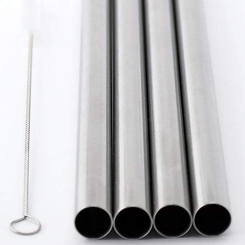 Canudo de Inox Ecológico para Drink e Shake Reto Liso 8mm x 160mm - compracos