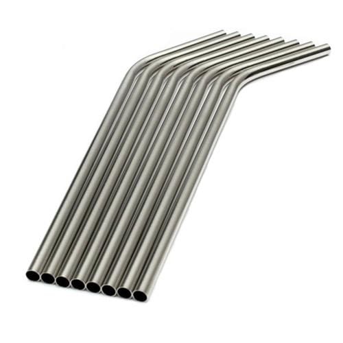 Canudo de Inox Ecológico Curvo Liso 6mm x 216mm - compracos