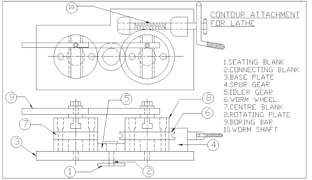 Acessório de contorno para torno mecânico – Projeto mecânico