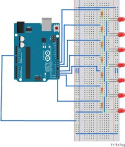 Chaser de LED baseado em Arduino com 13 padrões de iluminação diferentes