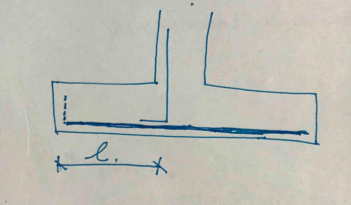 Longitud del anclaje en el refuerzo de la cimentación. 