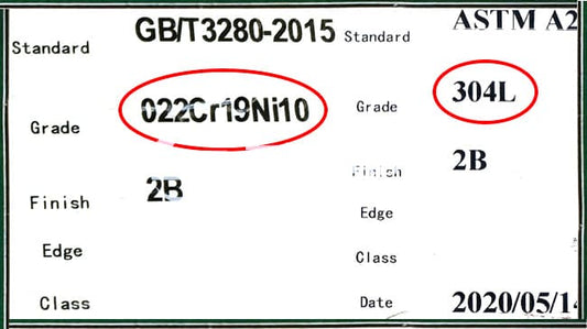 Decodificação de aço inoxidável grau 022Cr19Ni10