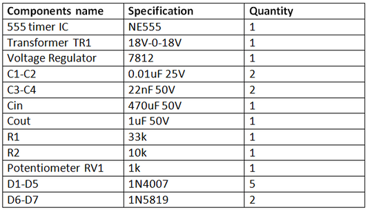 Dobrador de tensão usando 555 IC (Parte 11/13)