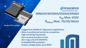 Incosciente expande portfólio de transistores de potência com dispositivos de 650 V no pacote TOLL