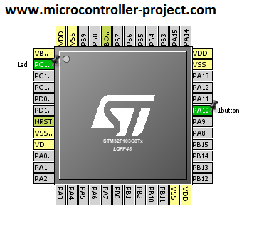 Microcontrolador Stm32f103 Led controle liga / desliga com botão como entrada