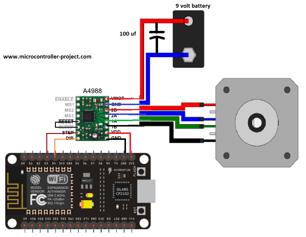 Motor de passo Nodemcu esp8266 NEMA 17 controlado por WiFi
