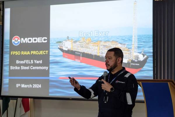 Primer corte de acero para FPSO Raia en Brasil 