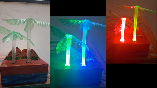 RGB LED decorativo, coqueiro de mesa