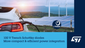 STMicroelectronics expande portfólio de conversão de energia com diodos Trench Schottky de 100 V