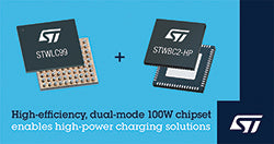 STMicroelectronics oferece novo receptor de energia sem fio para carregamento rápido compatível com Qi