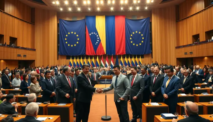 O líder opositor venezuelano Edmundo González Urrutia participa de reunião da UE sobre eleições