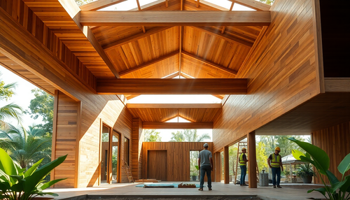 Construção com Materiais Sustentáveis: Madeiras Laminadas e Painéis de Fibra de Coco