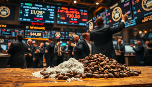 Café robusta e açúcar bruto atingem altas históricas no mercado futuro