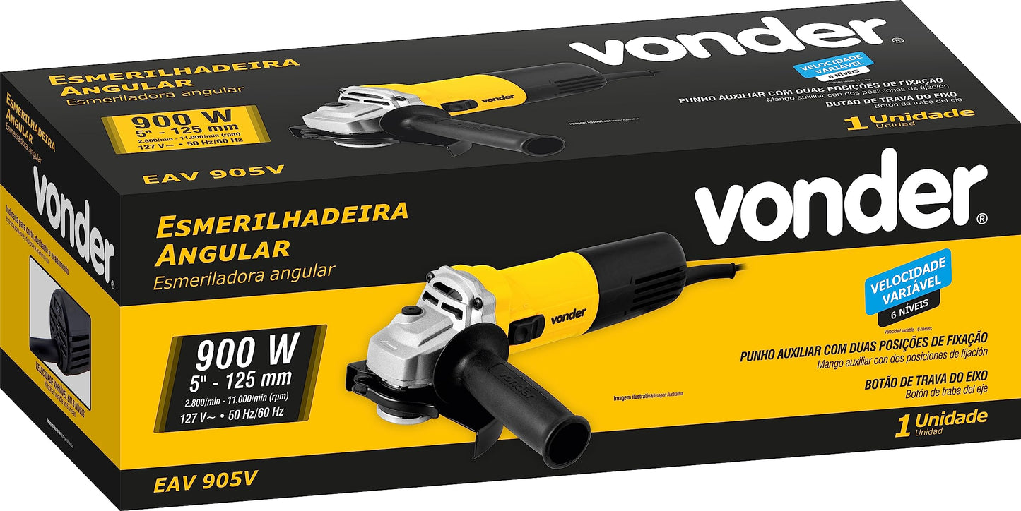 Vonder, Amoladora angular de 5" con velocidad variable, 900 W, 127 V~, Eav 905v.